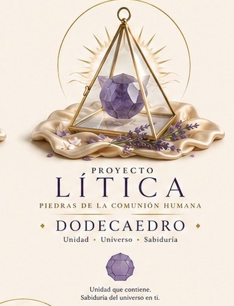 Imagen referencial de dodecaedro de cuarzo en prisma de cristal Lítica